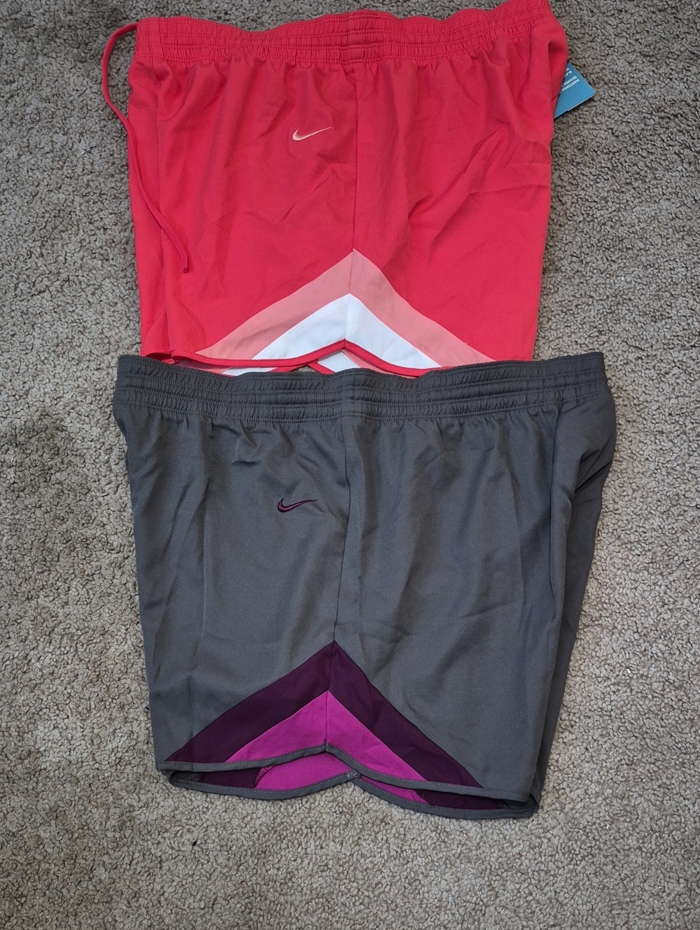 Nike Women's Pink and Gray Athletic Shorts Set